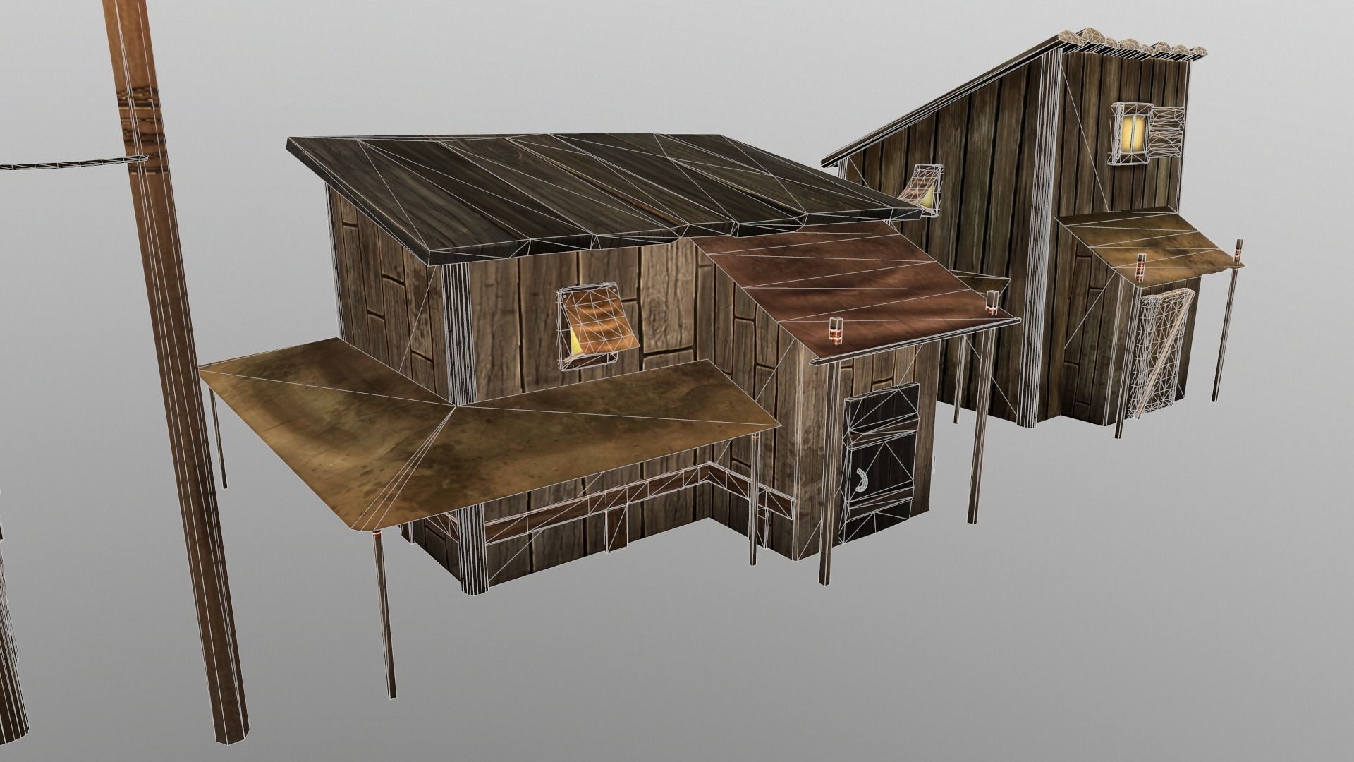 wood house Low-poly 3D model_15