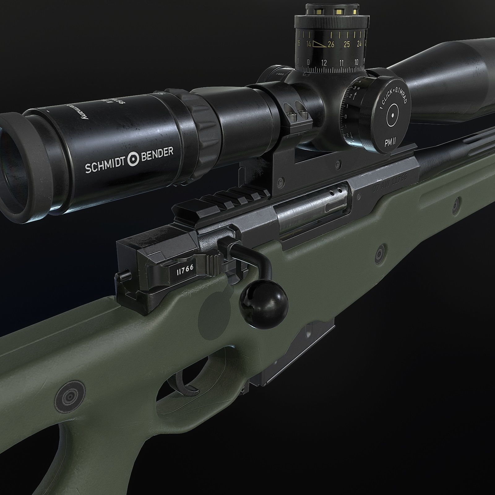 AWM Sniper Rifle Low-poly 3D model_7