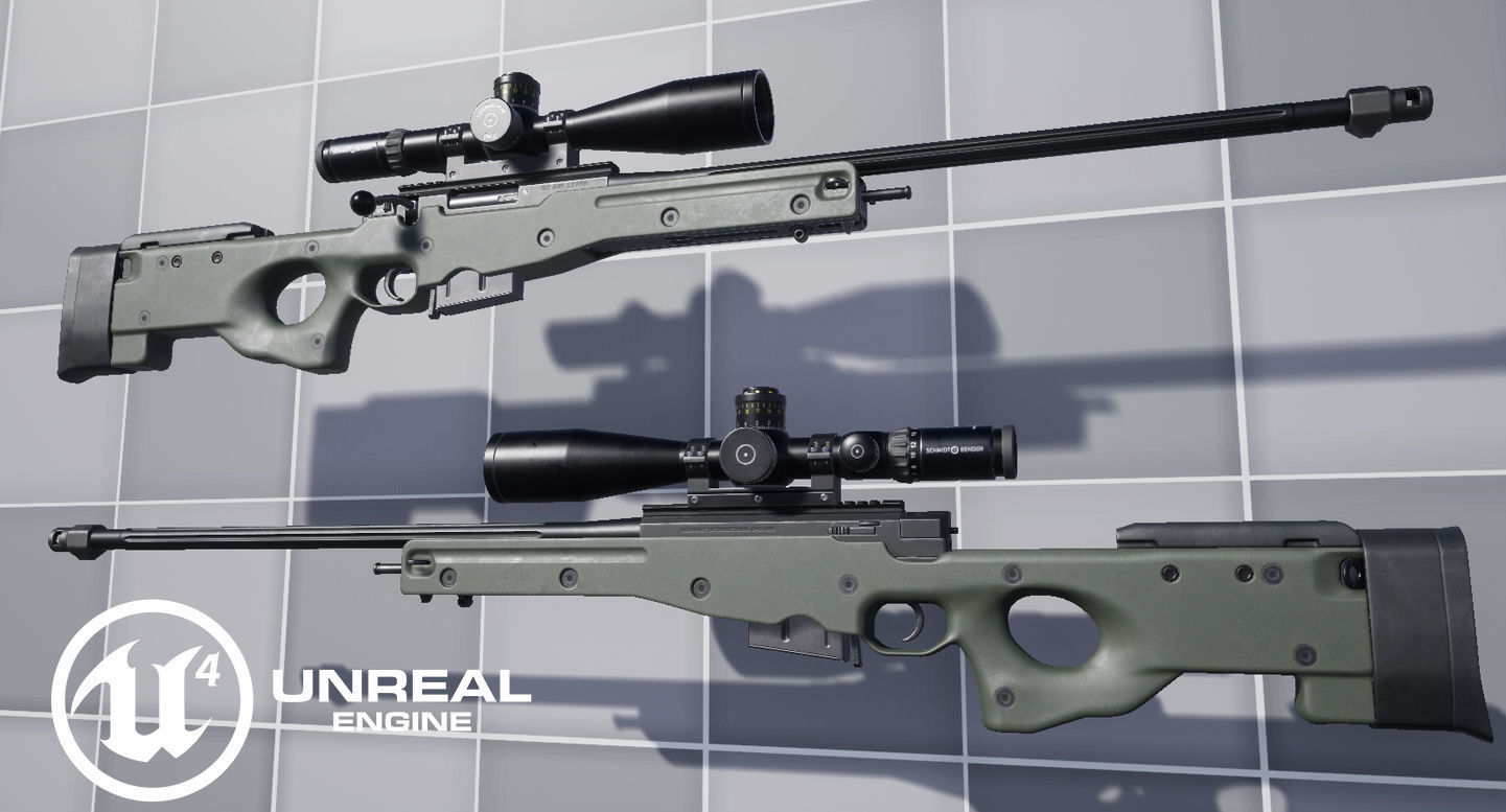 AWM Sniper Rifle Low-poly 3D model_18