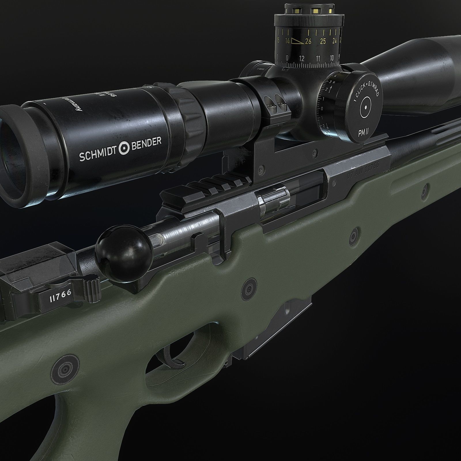 AWM Sniper Rifle Low-poly 3D model_6