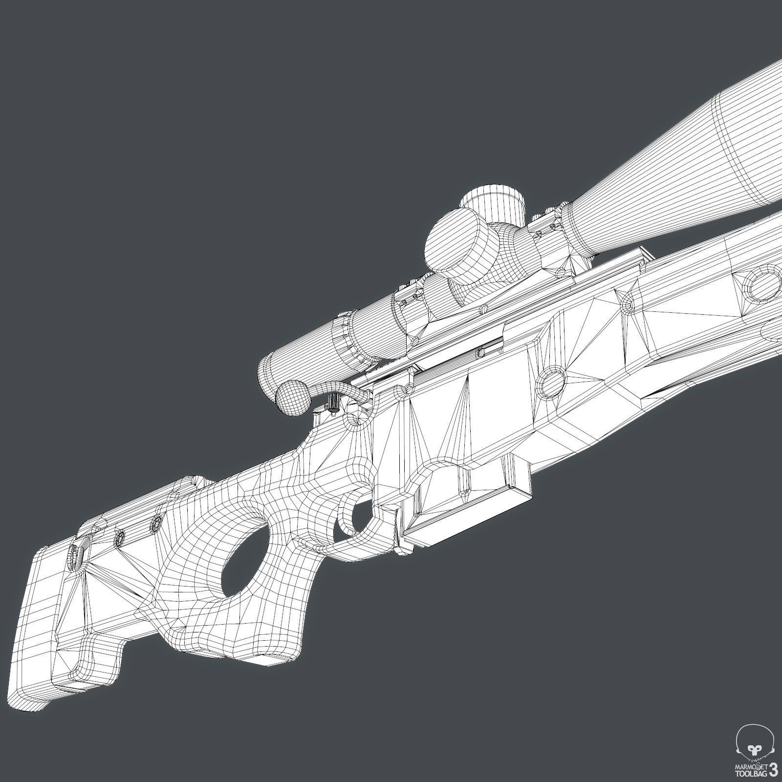 AWM Sniper Rifle Low-poly 3D model_14