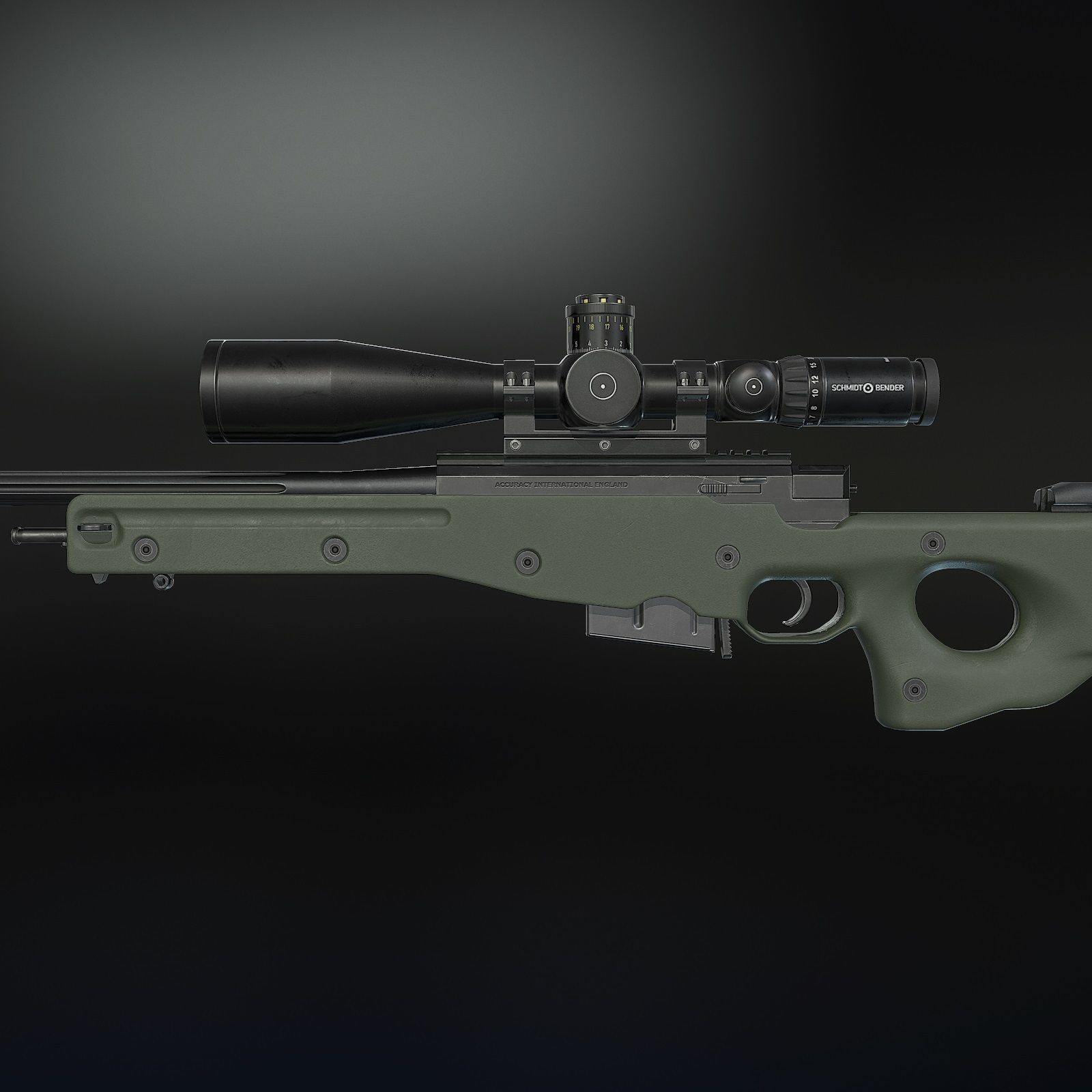 AWM Sniper Rifle Low-poly 3D model_2