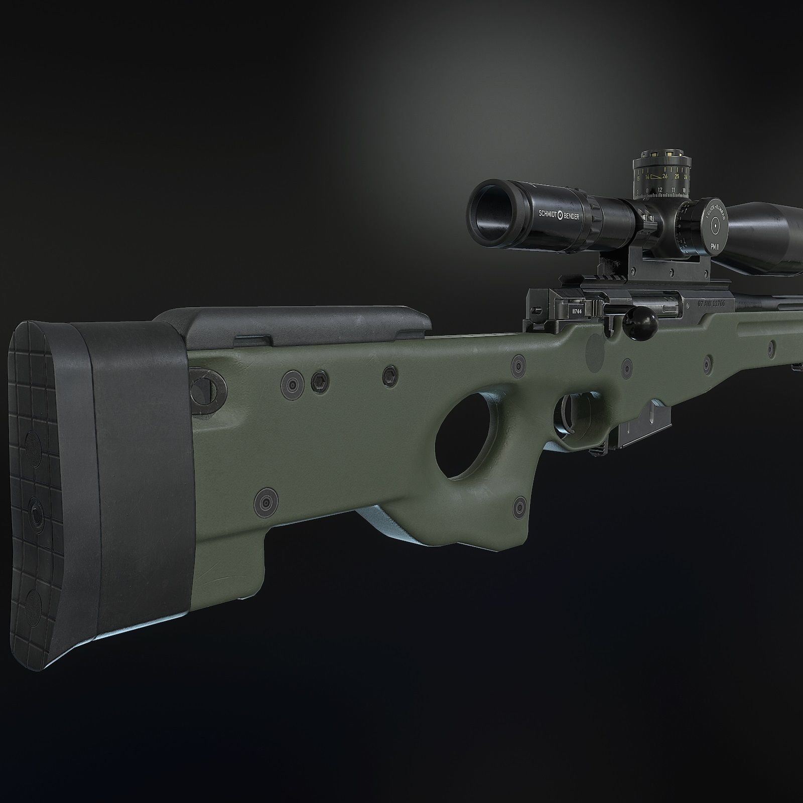 AWM Sniper Rifle Low-poly 3D model_5
