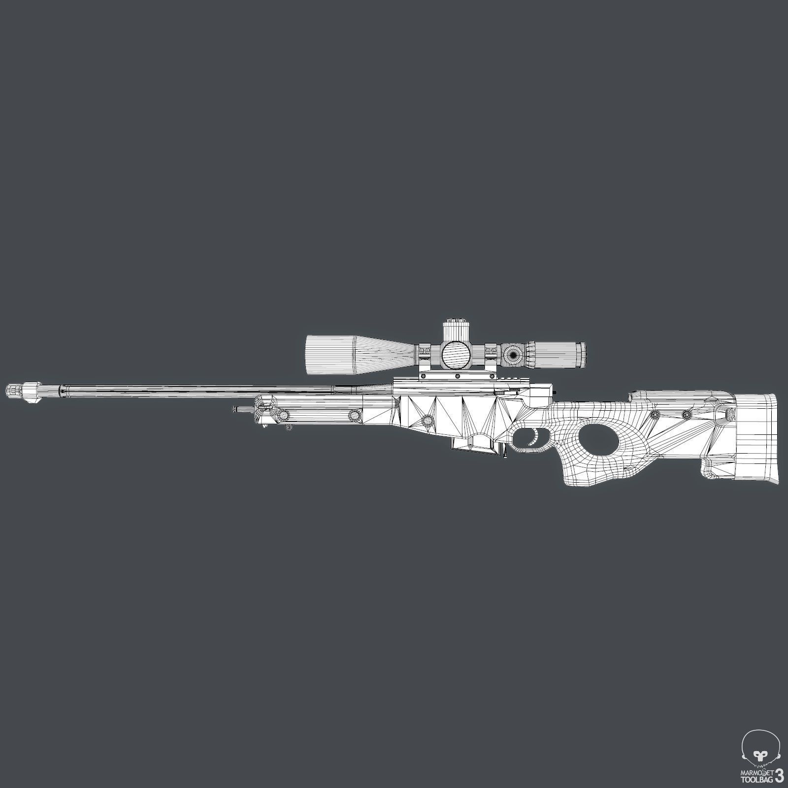 AWM Sniper Rifle Low-poly 3D model_12