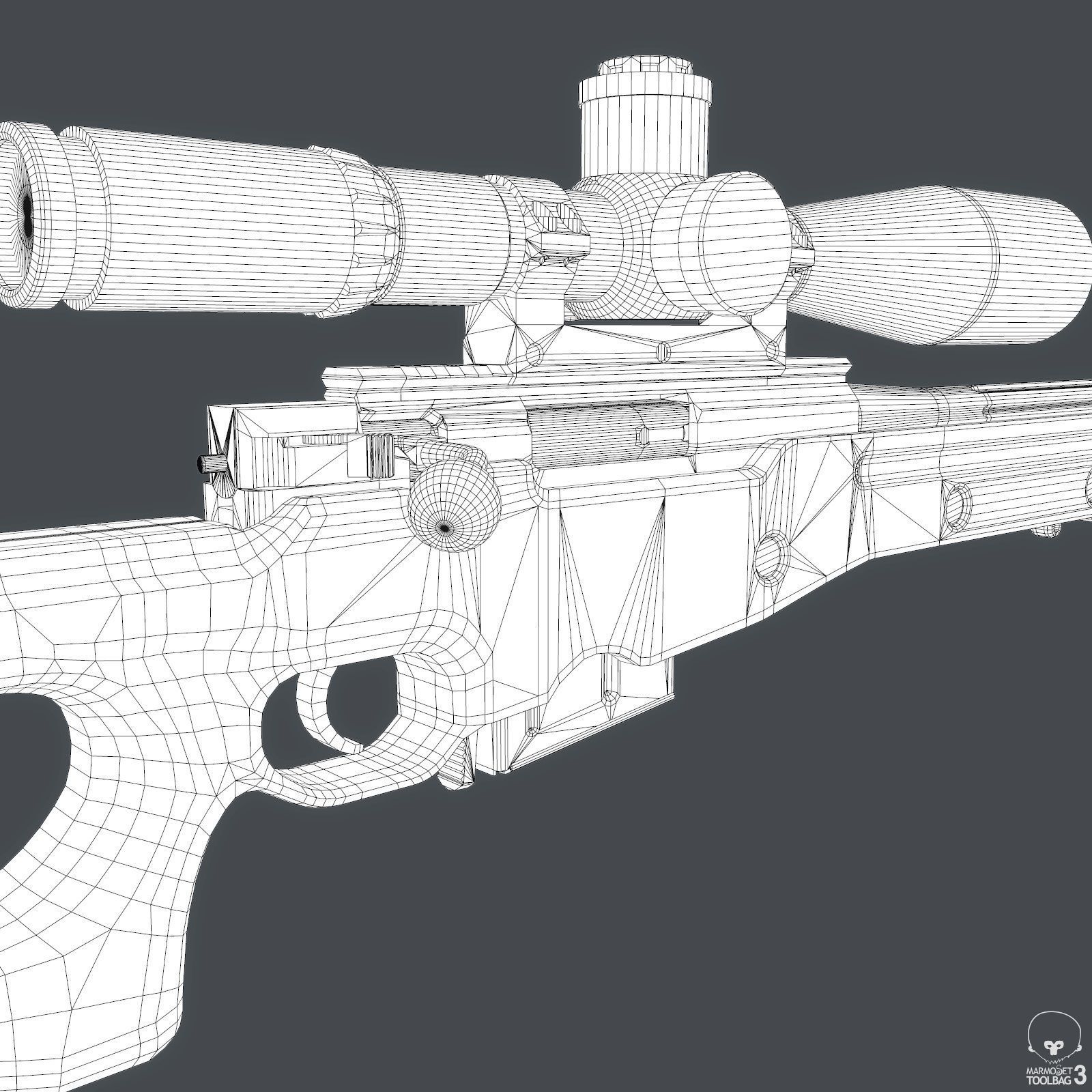 AWM Sniper Rifle Low-poly 3D model_13