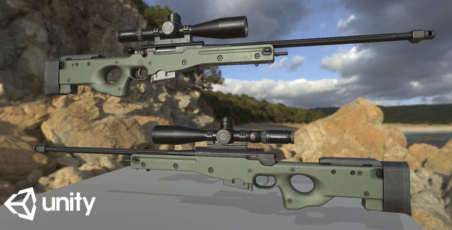 AWM Sniper Rifle Low-poly 3D model_17