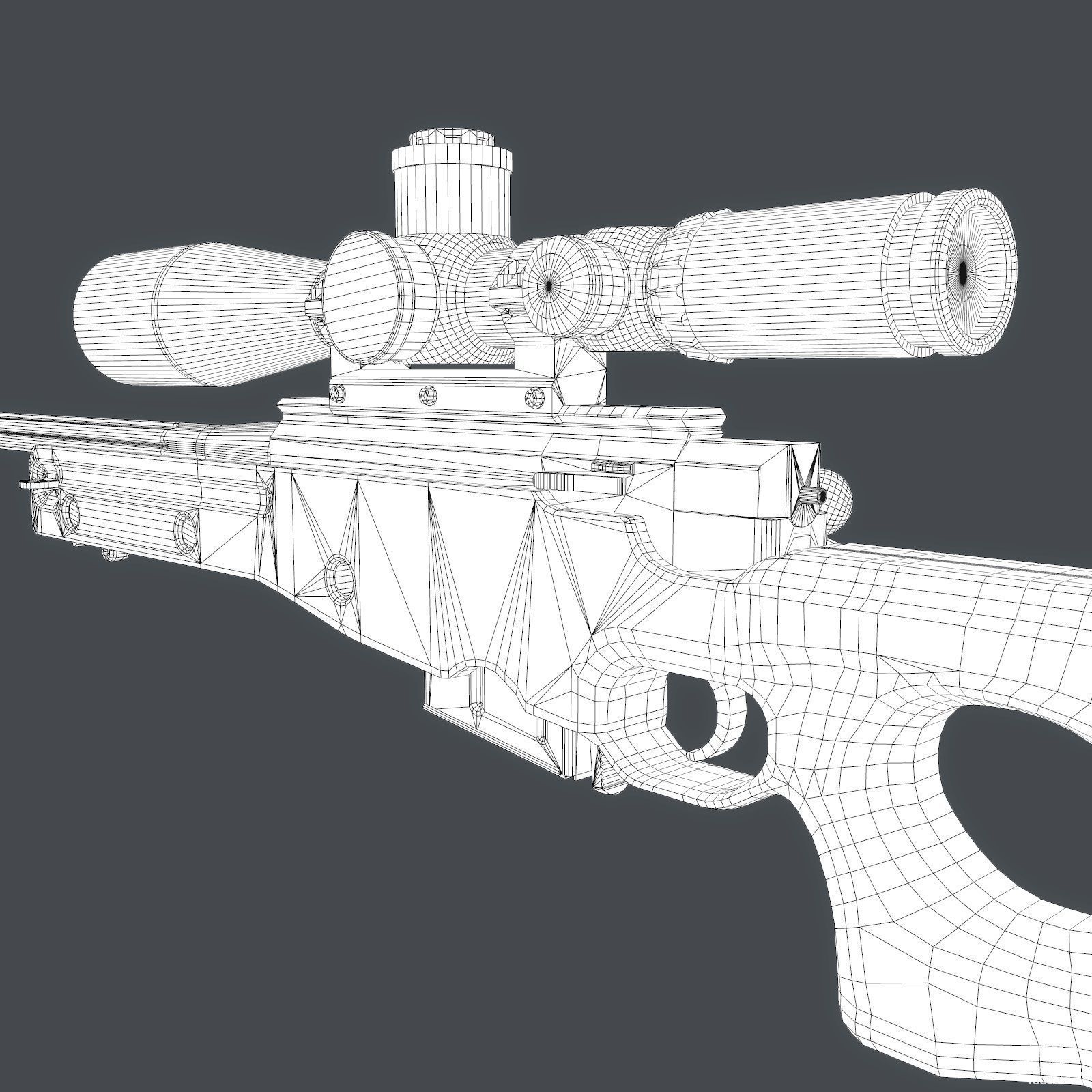 AWM Sniper Rifle Low-poly 3D model_15
