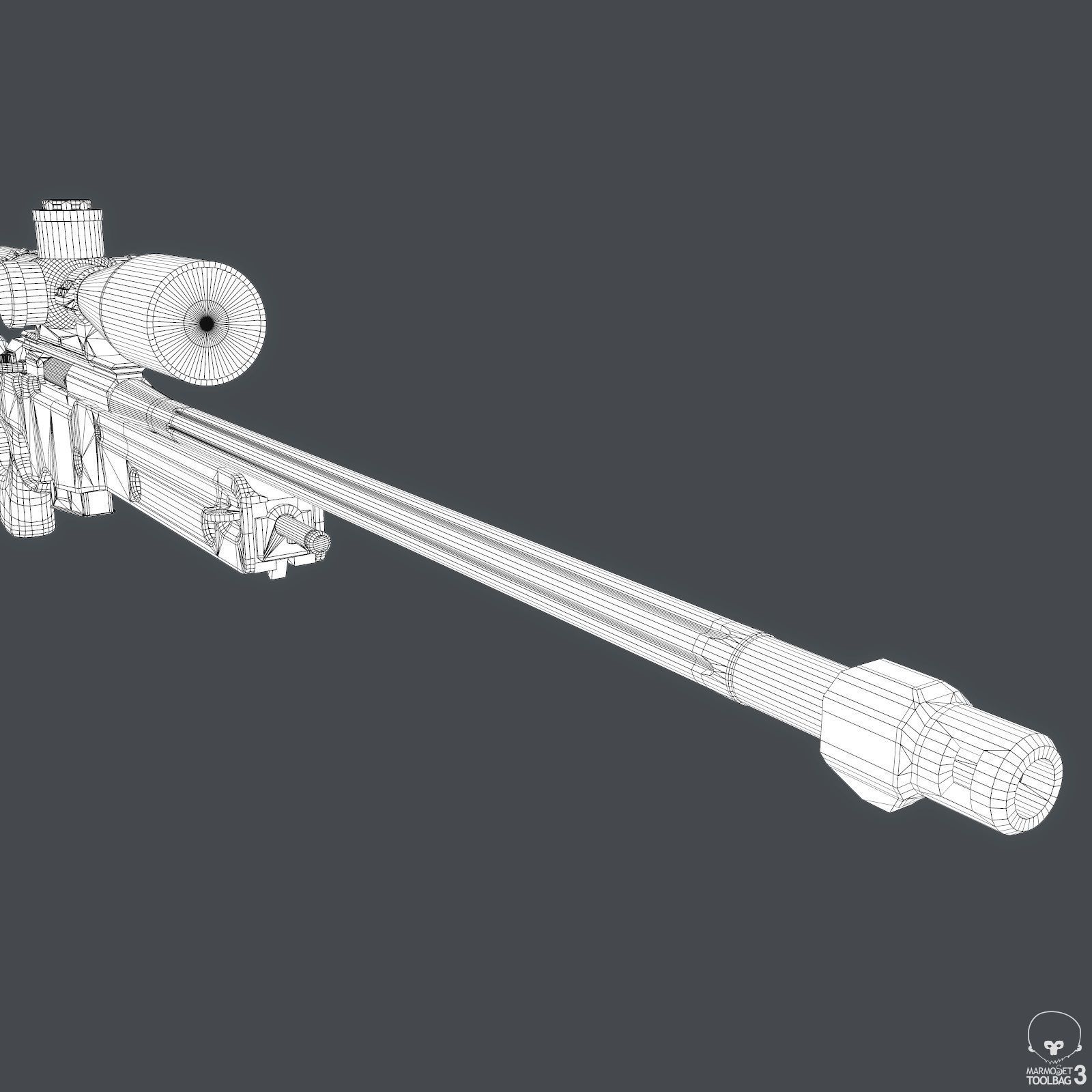 AWM Sniper Rifle Low-poly 3D model_16
