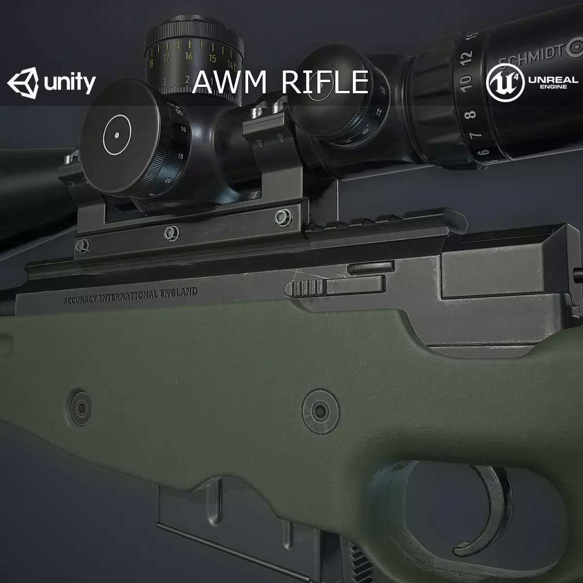 AWM Sniper Rifle Low-poly 3D model_0
