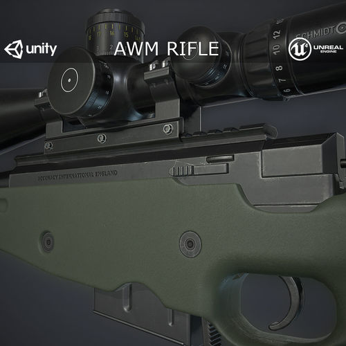 AWM Sniper Rifle Low-poly 3D model