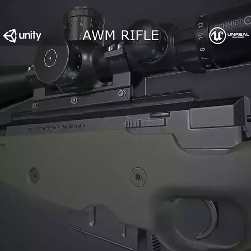AWM Sniper Rifle Low-poly 3D model
