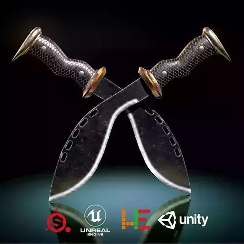 HIE Game Ready Kukri Low-poly 3D model