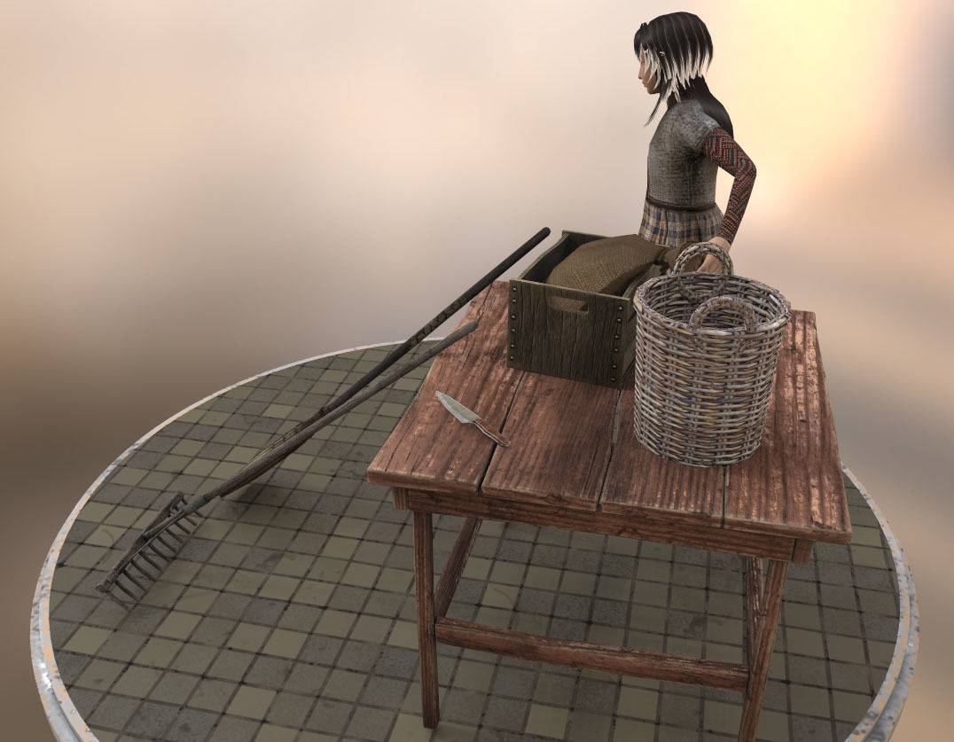 NPC Medieval Girl Low-poly 3D model_4