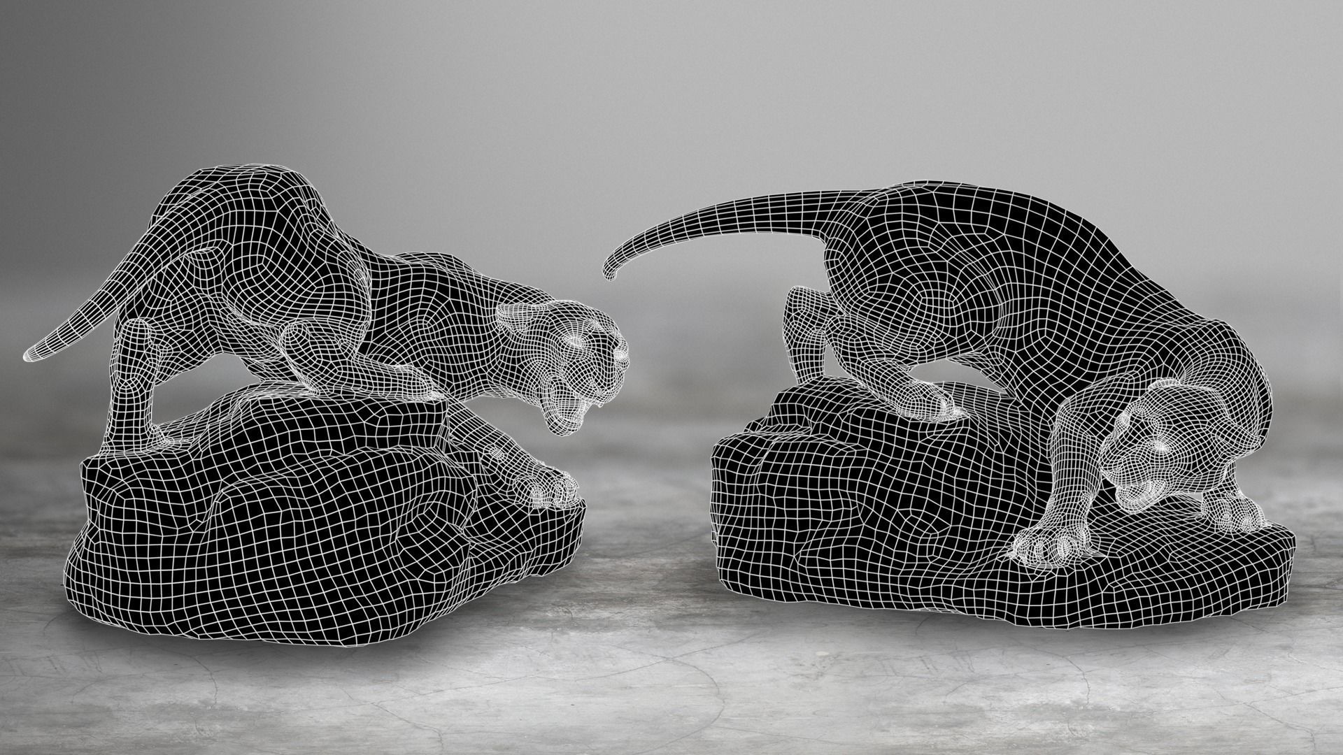 Wild Cat Statue 3D Model PBR Low-poly 3D model_4