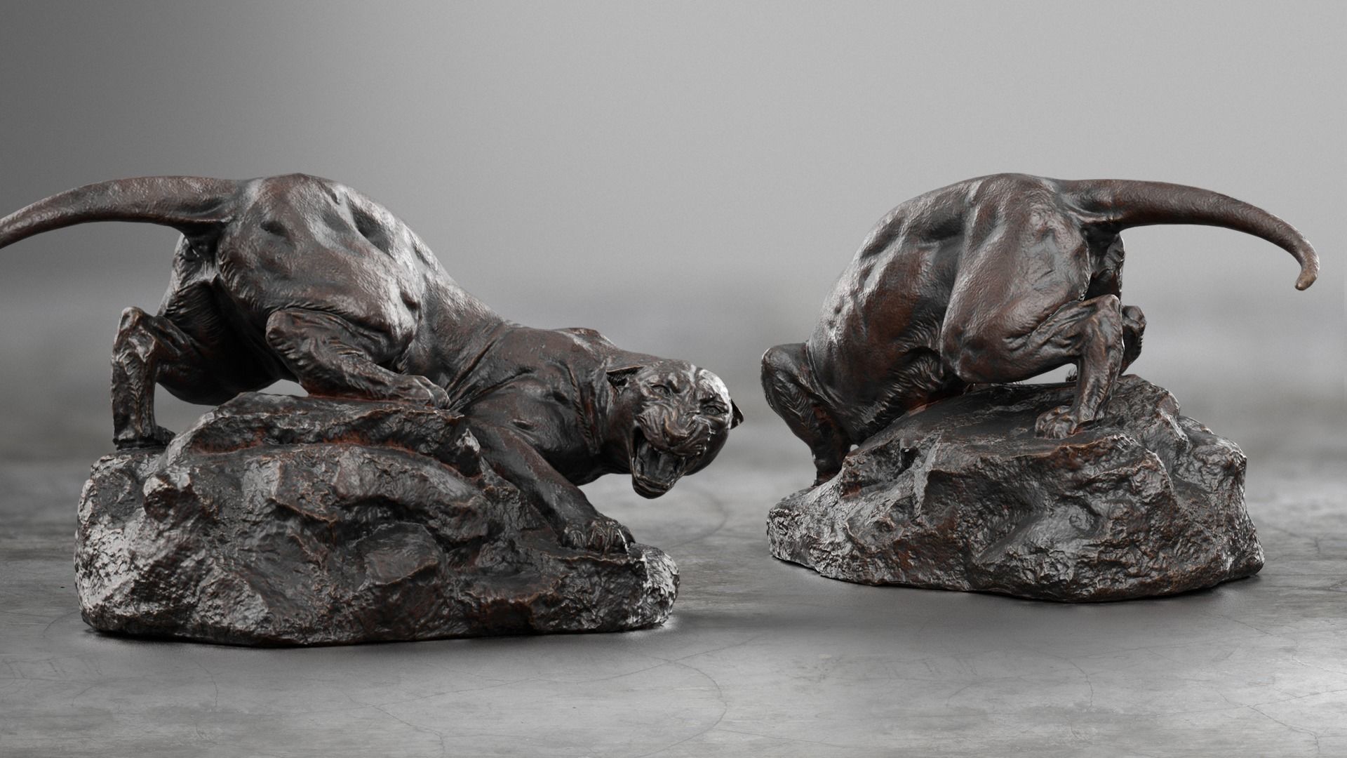 Wild Cat Statue 3D Model PBR Low-poly 3D model_3