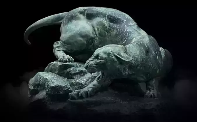 Wild Cat Statue 3D Model PBR Low-poly 3D model