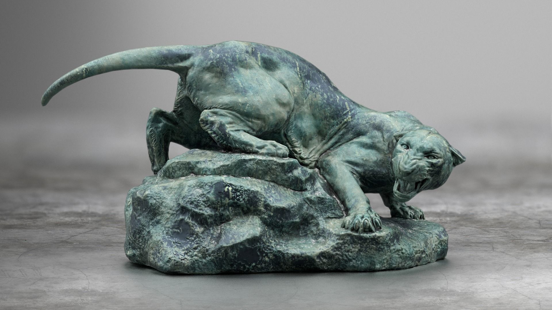 Wild Cat Statue 3D Model PBR Low-poly 3D model_1