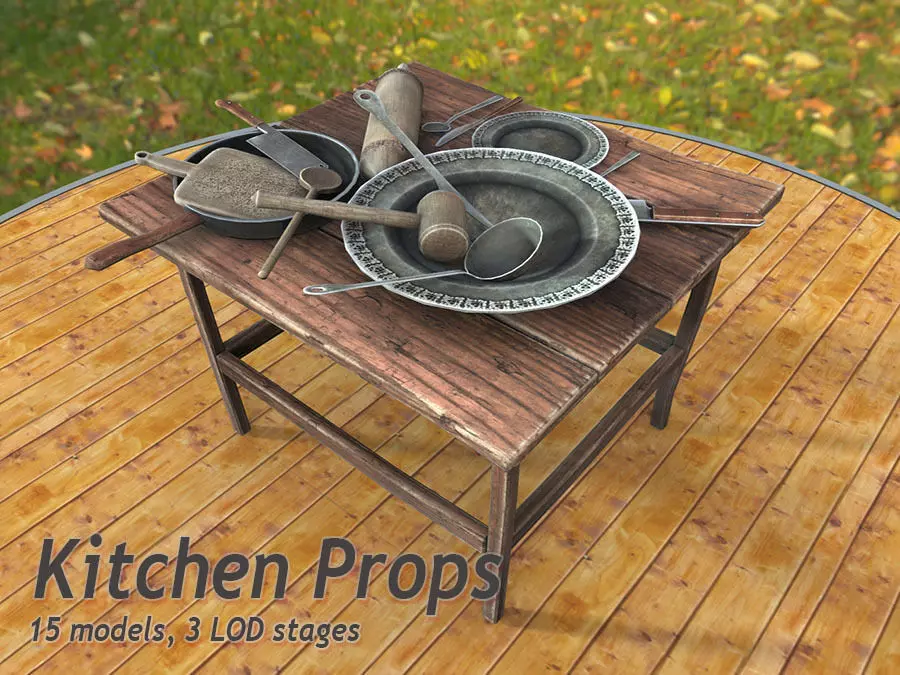 Kitchen Props Low-poly 3D model_0