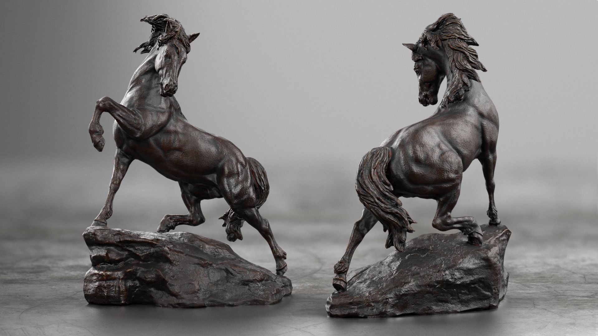 Horse Statue 3D Model PBR Low-poly 3D model_1
