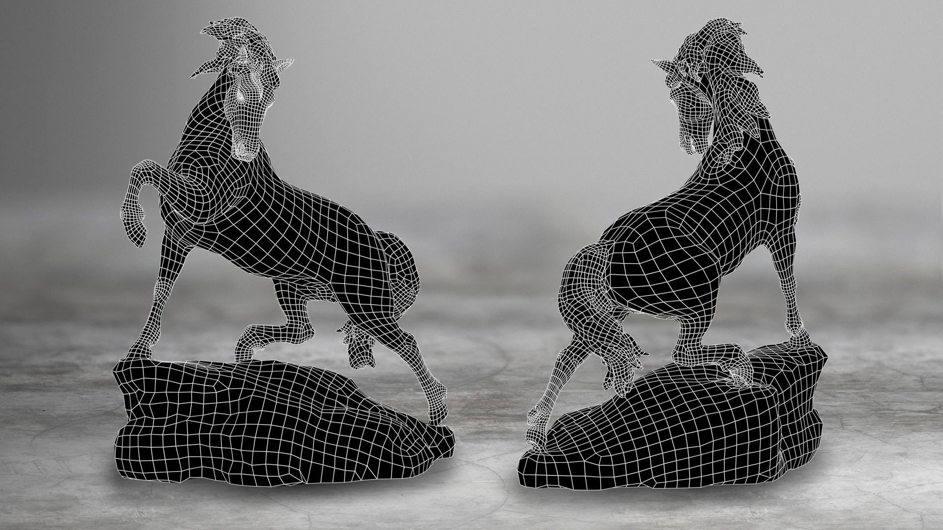 Horse Statue 3D Model PBR Low-poly 3D model_3