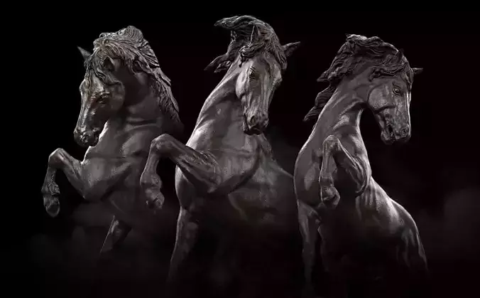Horse Statue 3D Model PBR Low-poly 3D model