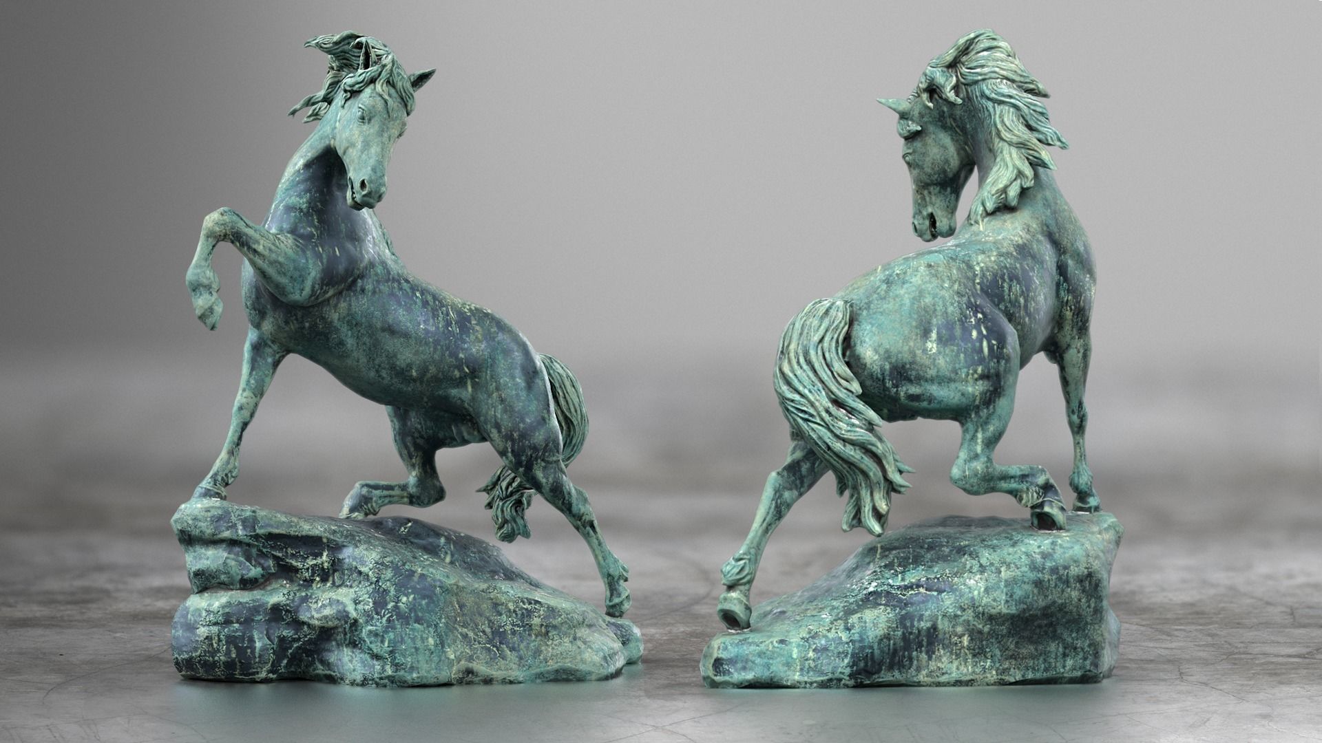 Horse Statue 3D Model PBR Low-poly 3D model_2