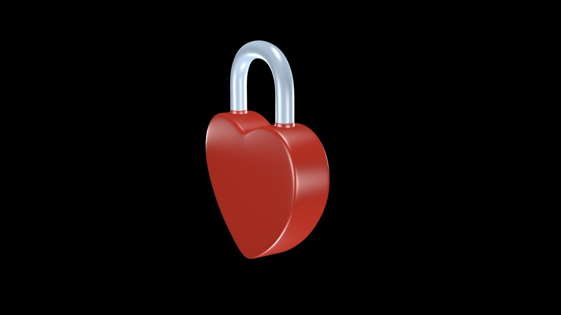 Lock heart 3D model_4