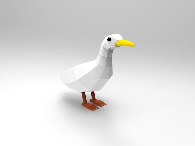 Low Poly Pixel Duck  Low-poly 3D model