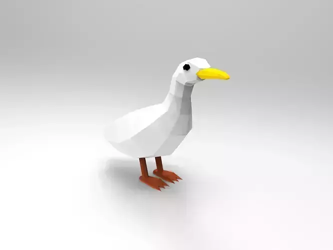 Low Poly Pixel Duck  Low-poly 3D model