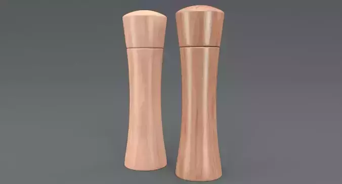 Wooden Salt and Pepper Mill Low-poly 3D model
