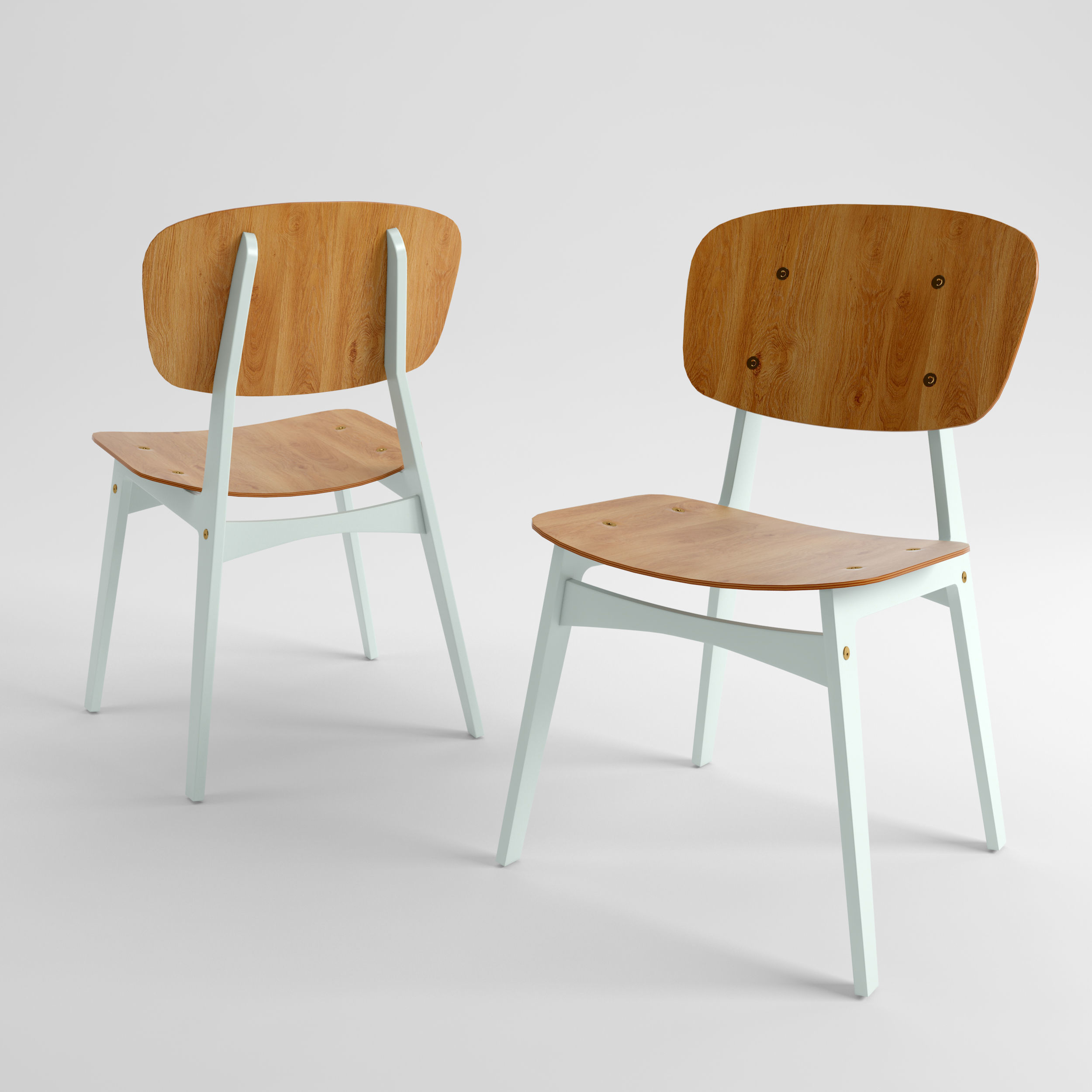 CIRCLE set round dining table with two chairs 3D model_4