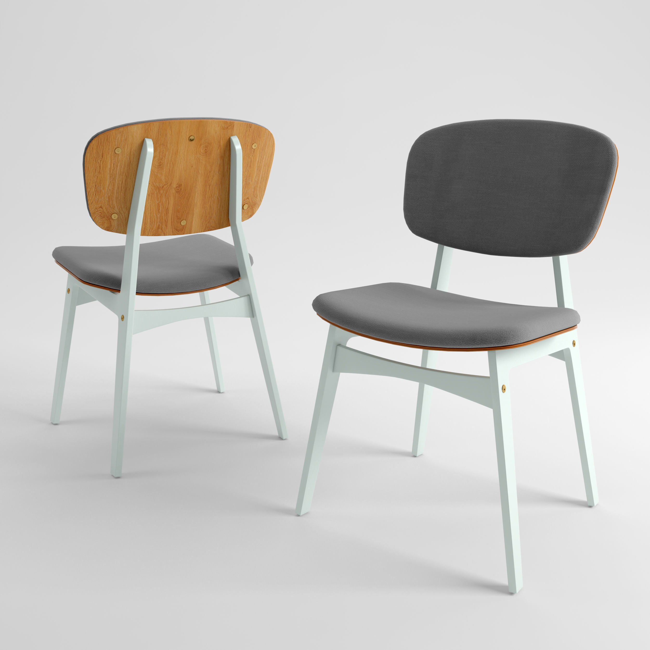 CIRCLE set round dining table with two chairs 3D model_5