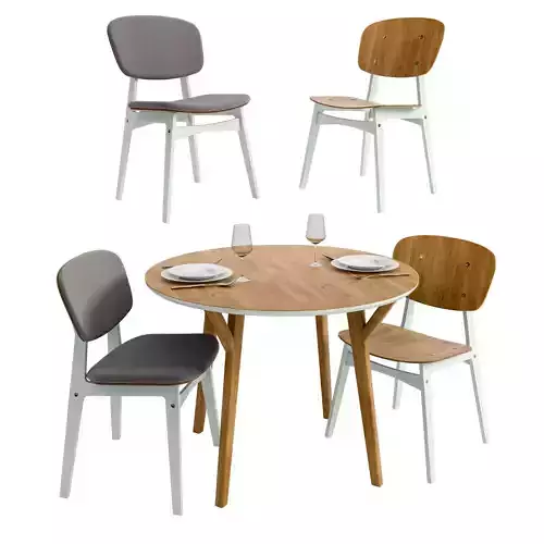 CIRCLE set round dining table with two chairs