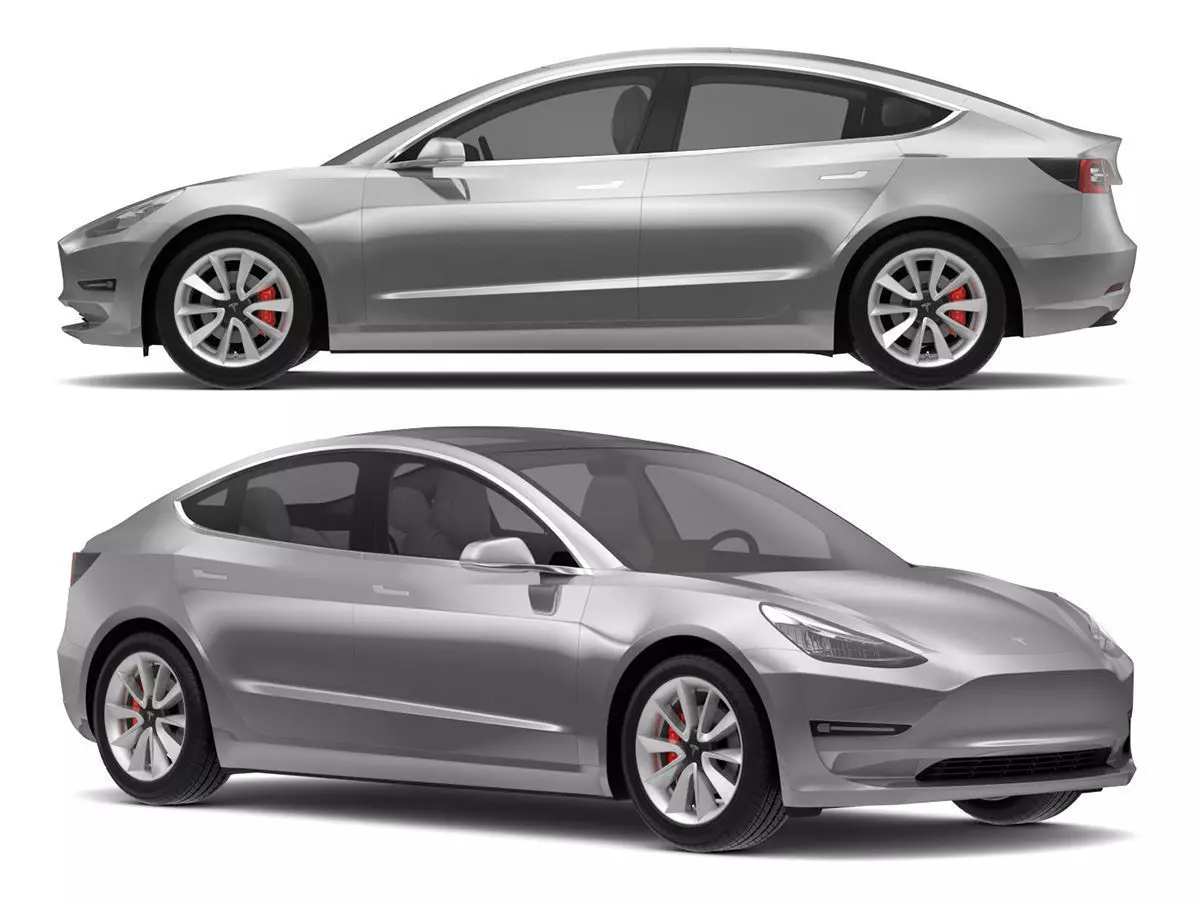 Tesla Model 3 Silver Metallic  3D model_0