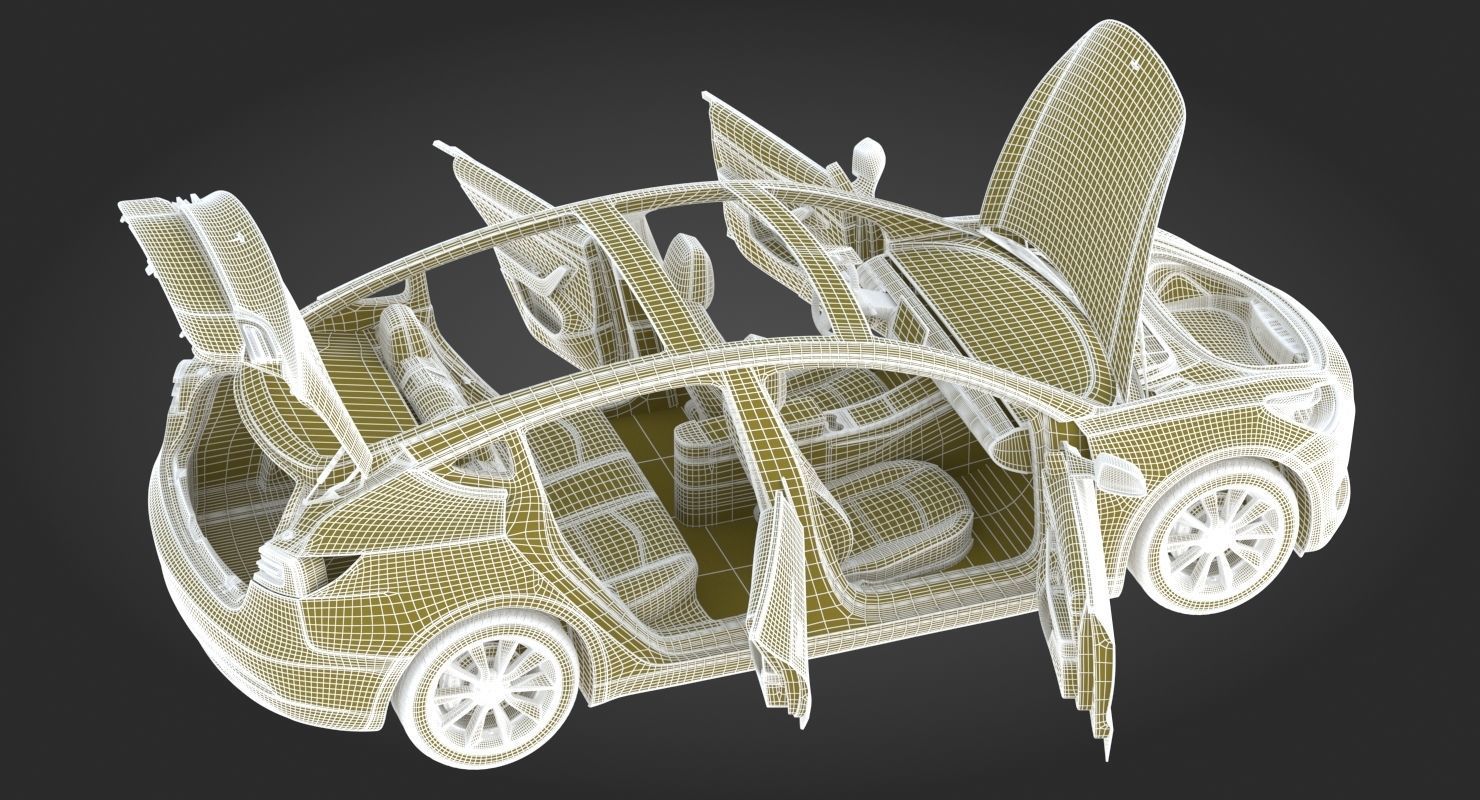 Tesla Model 3 Silver Metallic  3D model_33