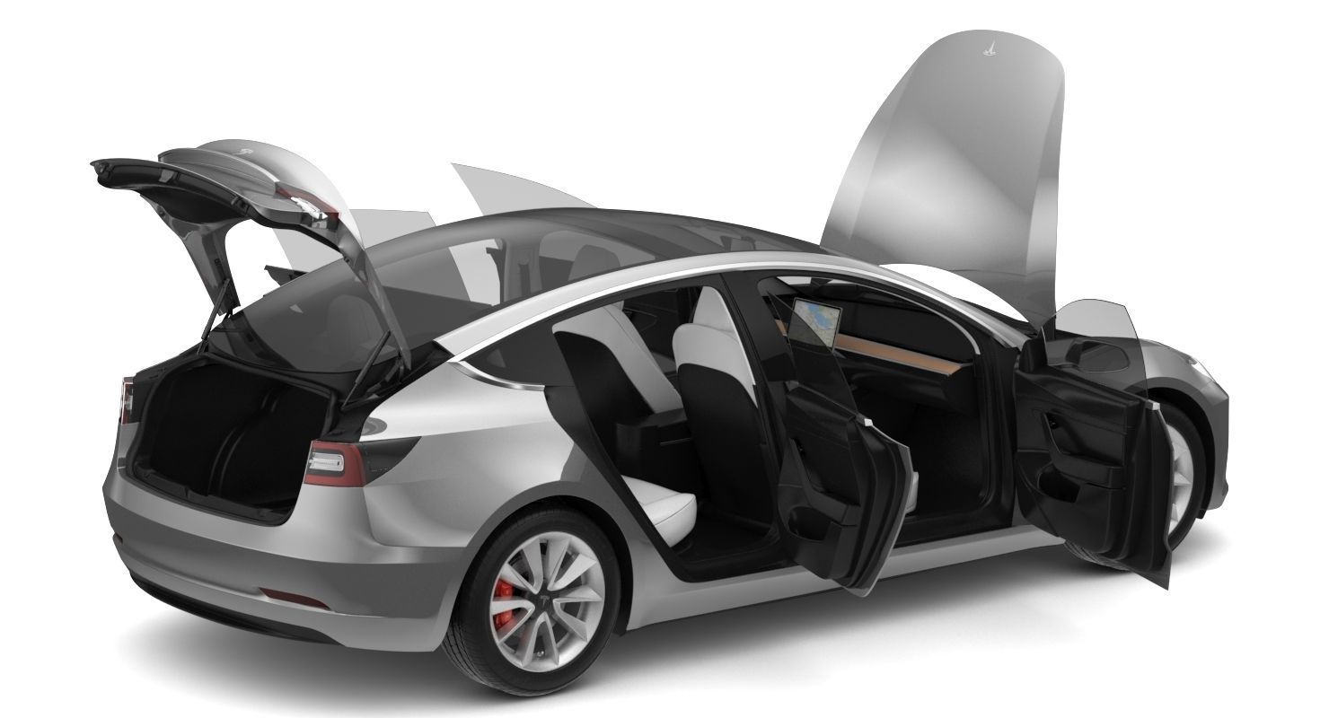 Tesla Model 3 Silver Metallic  3D model_15