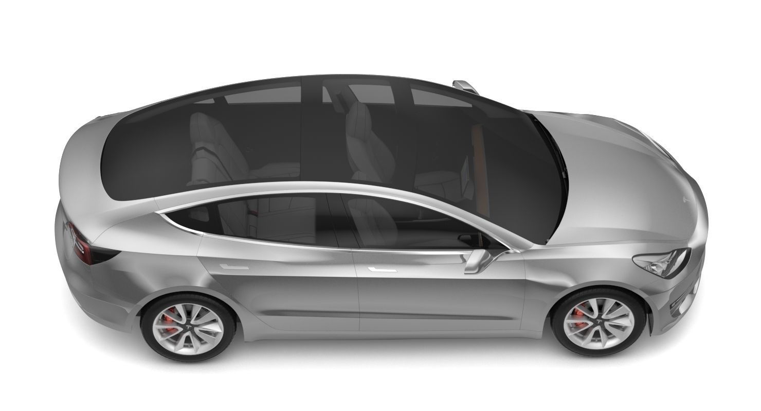 Tesla Model 3 Silver Metallic  3D model_10