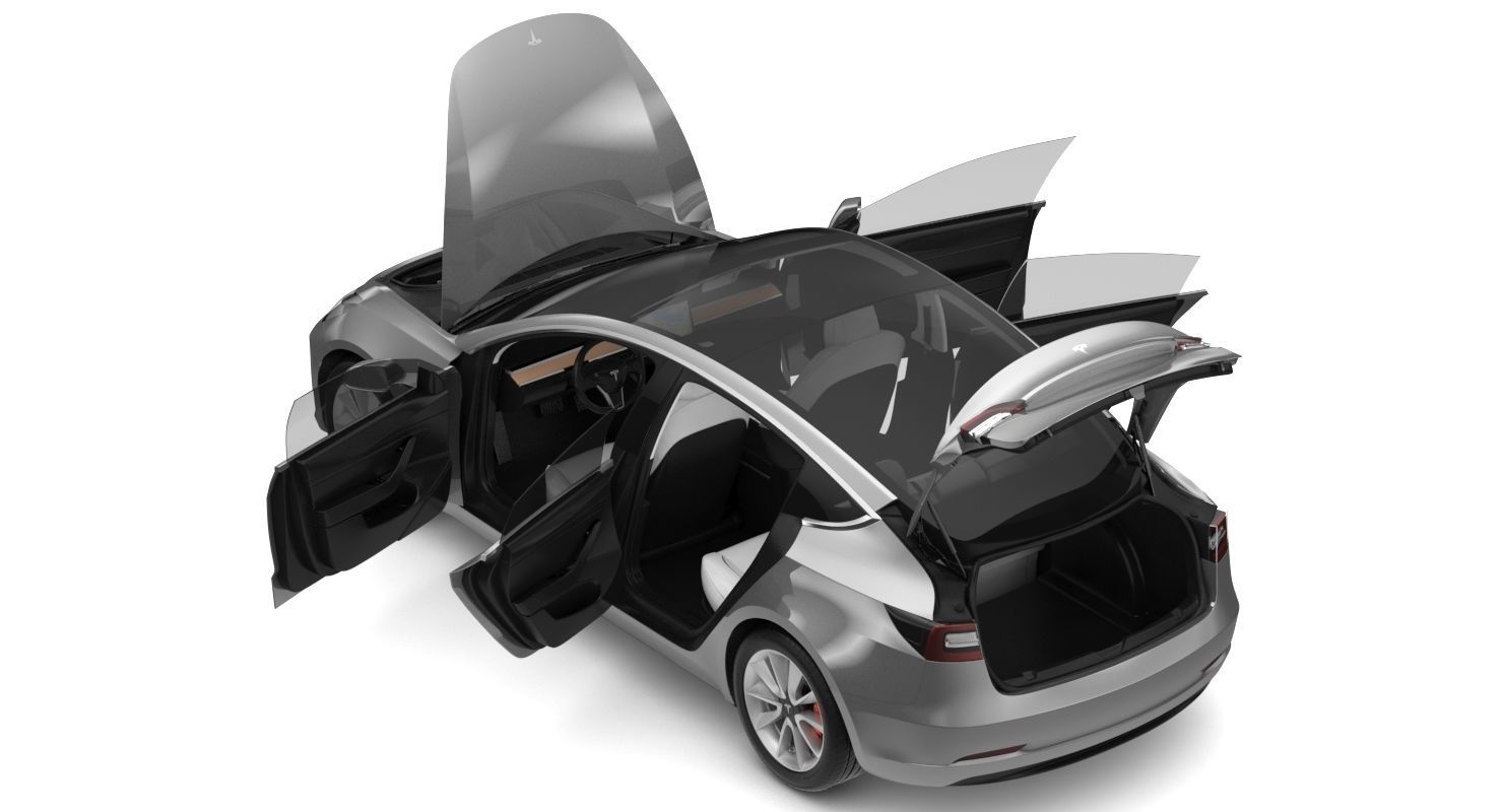 Tesla Model 3 Silver Metallic  3D model_12