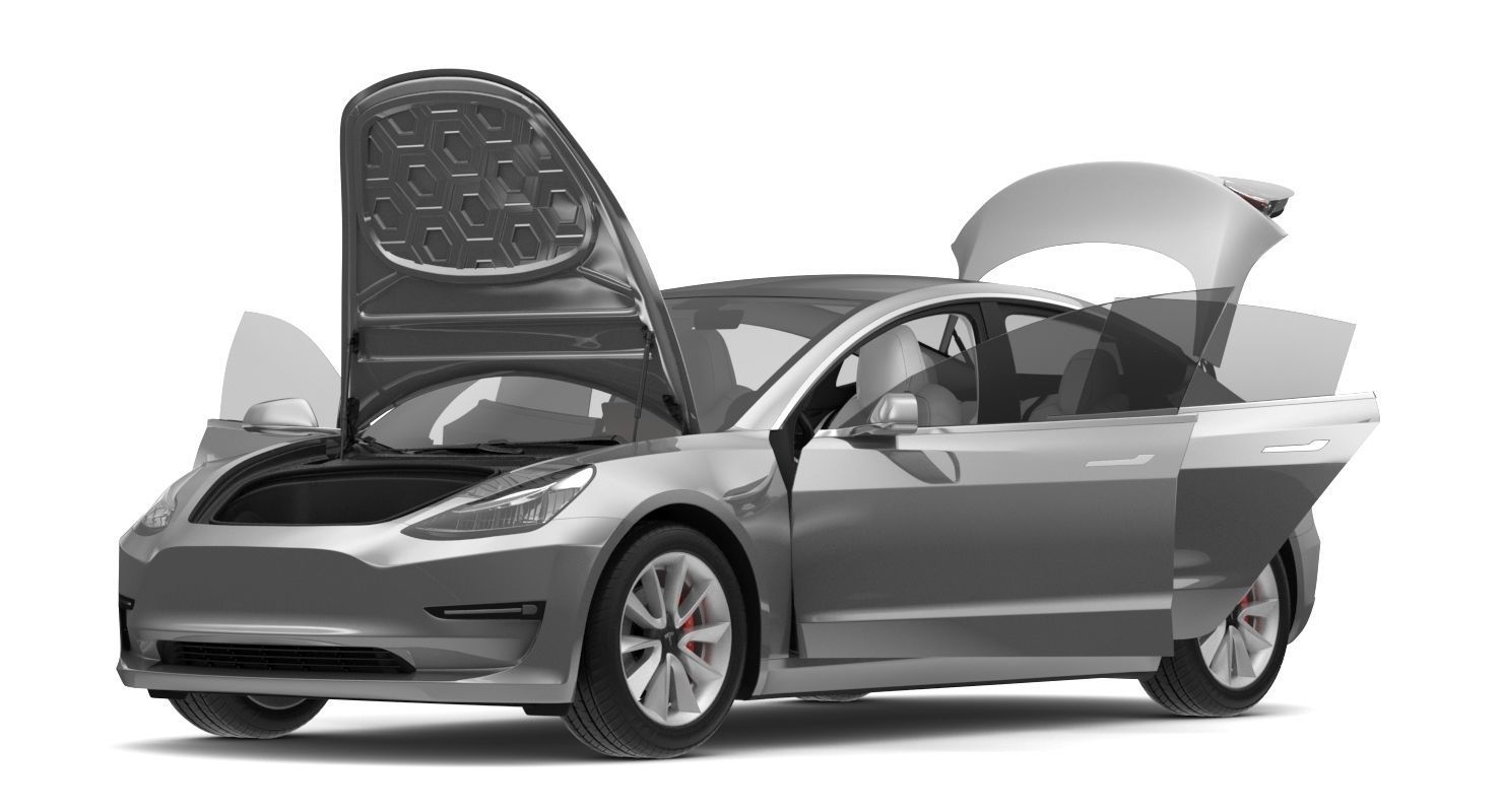 Tesla Model 3 Silver Metallic  3D model_13
