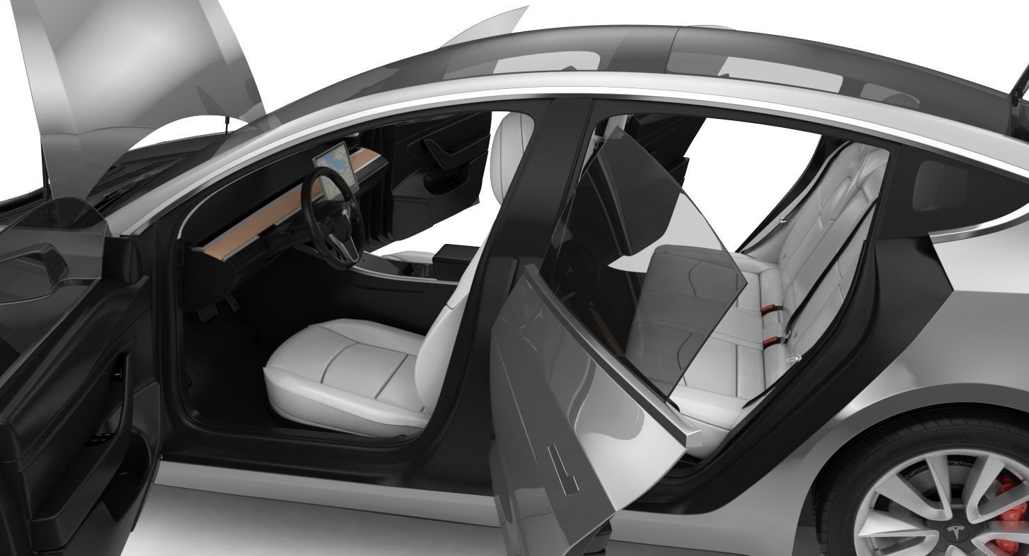 Tesla Model 3 Silver Metallic  3D model_20