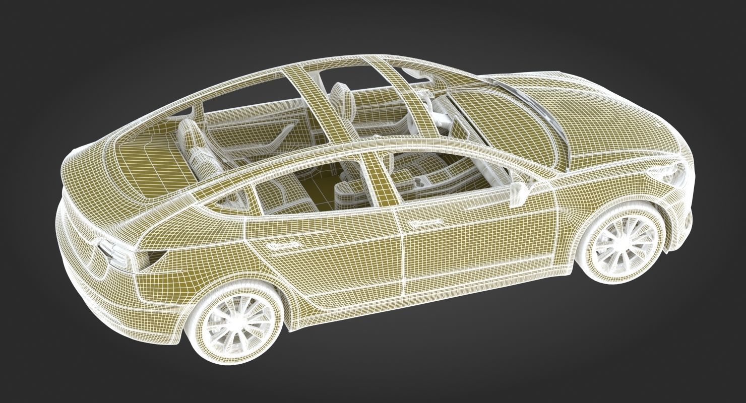 Tesla Model 3 Silver Metallic  3D model_22