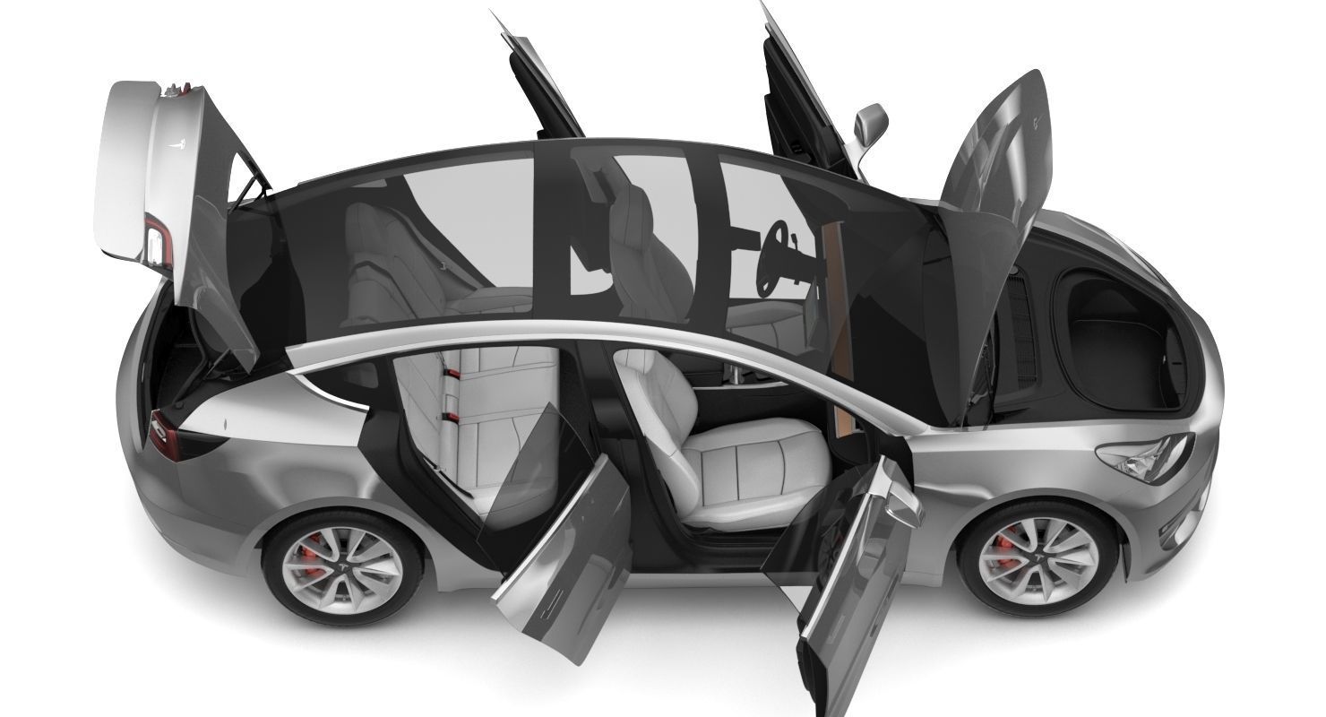 Tesla Model 3 Silver Metallic  3D model_16