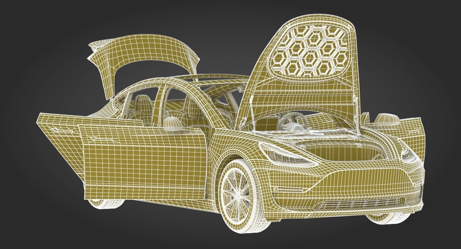 Tesla Model 3 Silver Metallic  3D model_34