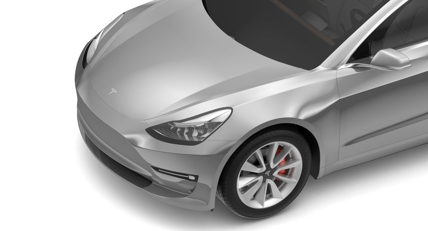Tesla Model 3 Silver Metallic  3D model_7