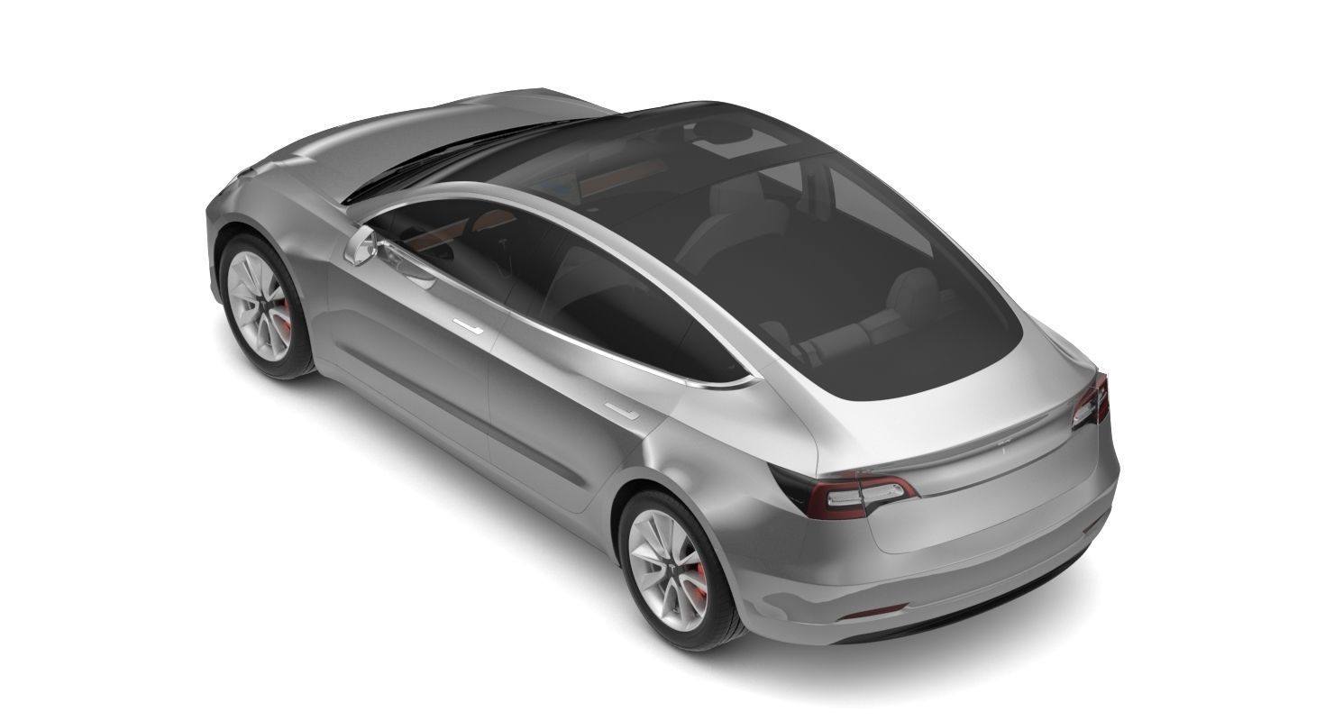 Tesla Model 3 Silver Metallic  3D model_3