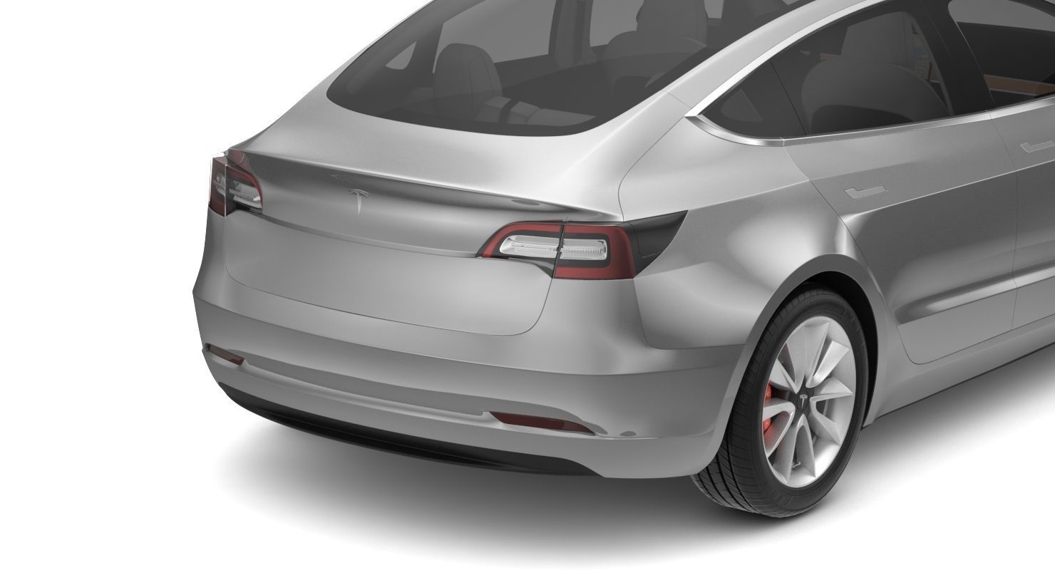 Tesla Model 3 Silver Metallic  3D model_9