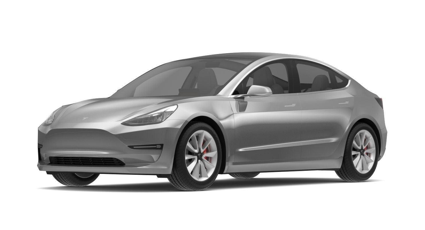Tesla Model 3 Silver Metallic  3D model_5