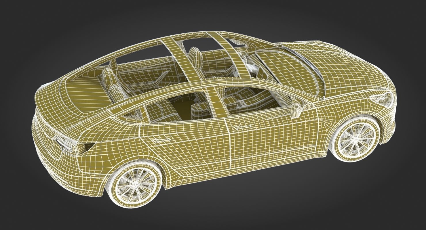 Tesla Model 3 Silver Metallic  3D model_21