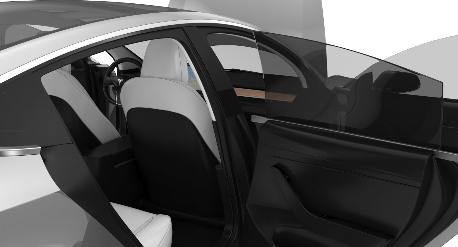 Tesla Model 3 Silver Metallic  3D model_17