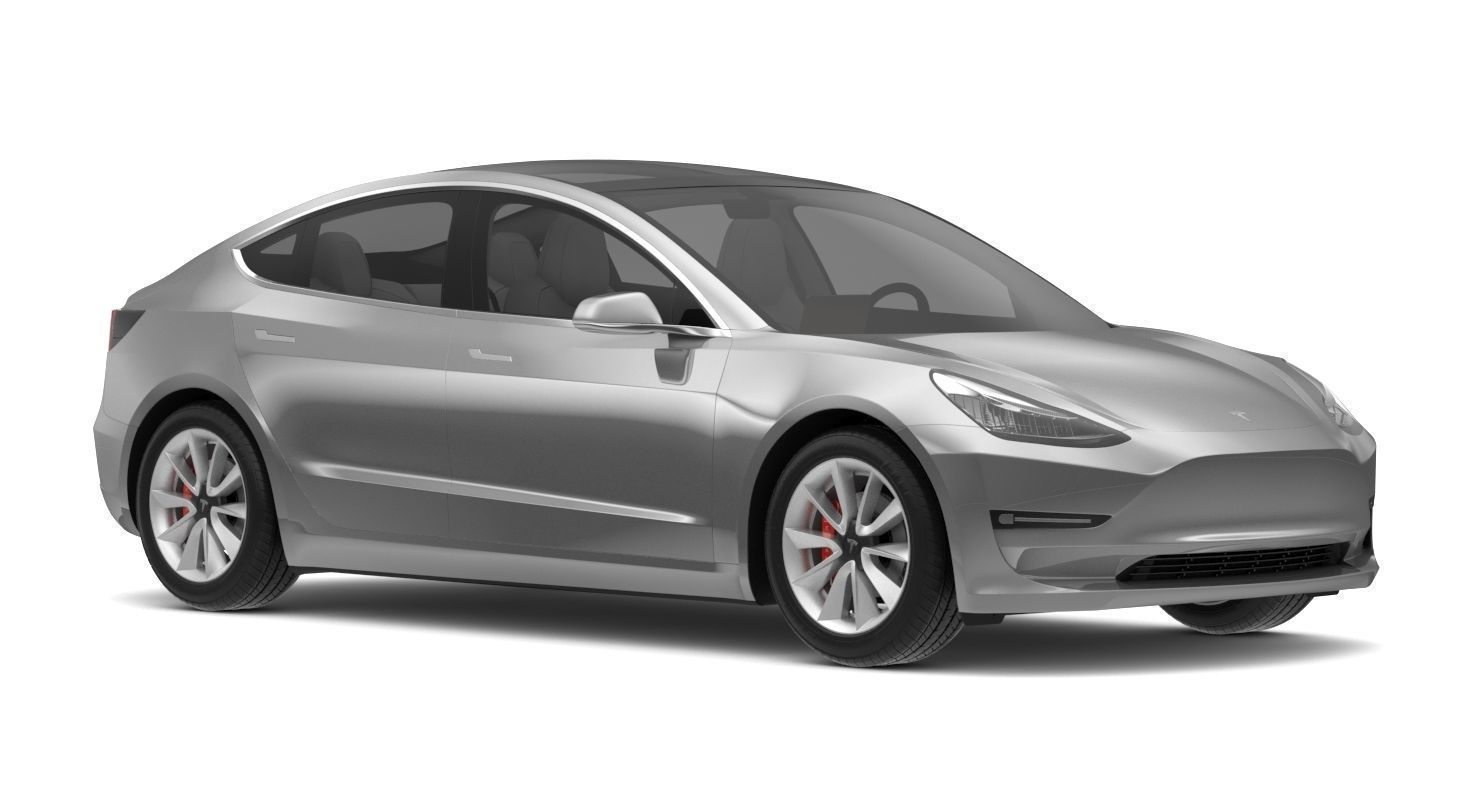 Tesla Model 3 Silver Metallic  3D model_1